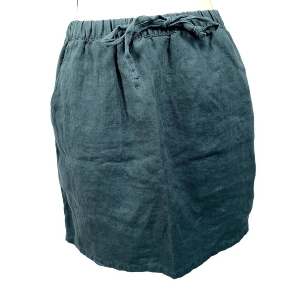 Garnet Hill 100% Linen Green Mini Skirt with pockets Sz XS‎ - Picture 3 of 6